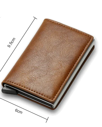 Slim Design Leather/Carbon Fiber RFID Card Holder Wallets